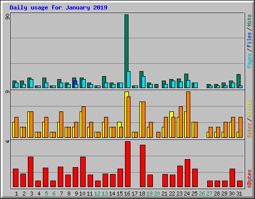 Daily usage for January 2019